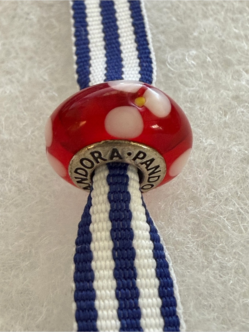 Pandora Flowers For You Red Murano Glass Charm 790622 Sterling Silver Retired